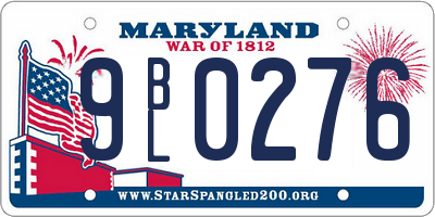 MD license plate 9BL0276