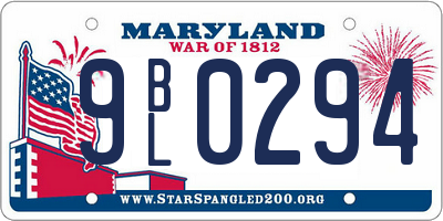 MD license plate 9BL0294
