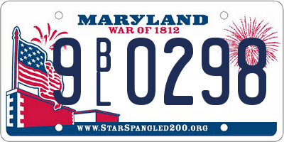 MD license plate 9BL0298