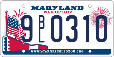 MD license plate 9BL0310