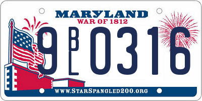 MD license plate 9BL0316