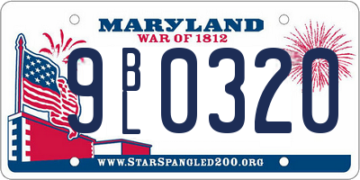 MD license plate 9BL0320
