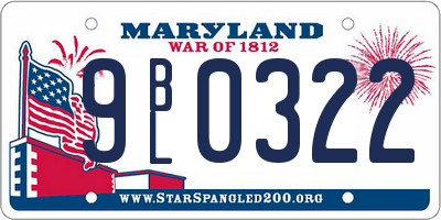 MD license plate 9BL0322