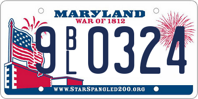 MD license plate 9BL0324