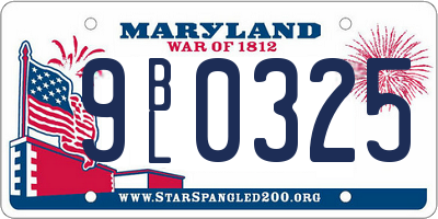 MD license plate 9BL0325