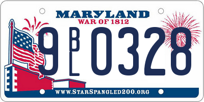 MD license plate 9BL0328