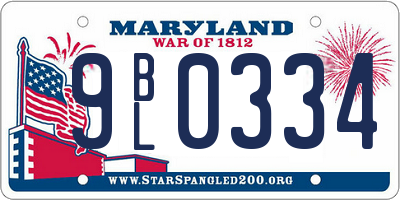 MD license plate 9BL0334