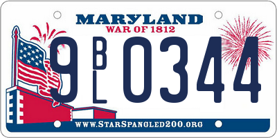 MD license plate 9BL0344