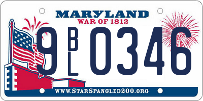 MD license plate 9BL0346