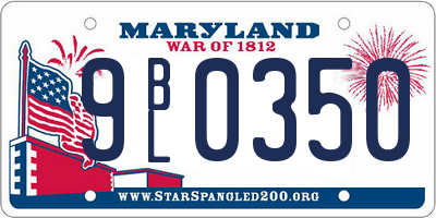 MD license plate 9BL0350