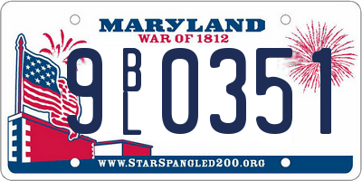 MD license plate 9BL0351