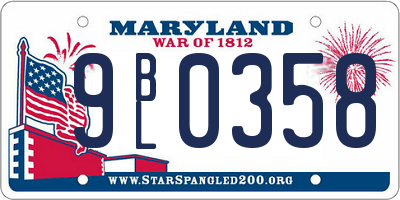 MD license plate 9BL0358