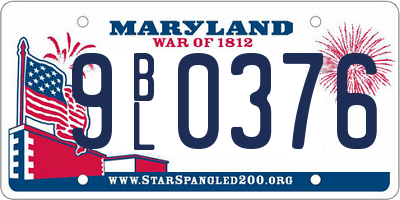 MD license plate 9BL0376