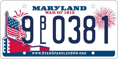 MD license plate 9BL0381