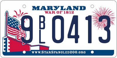 MD license plate 9BL0413