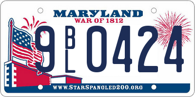 MD license plate 9BL0424