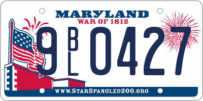 MD license plate 9BL0427