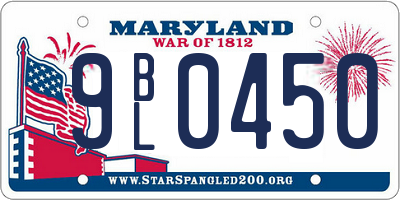 MD license plate 9BL0450