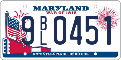 MD license plate 9BL0451