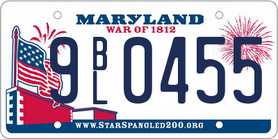 MD license plate 9BL0455