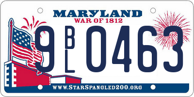MD license plate 9BL0463