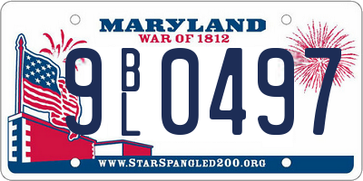 MD license plate 9BL0497