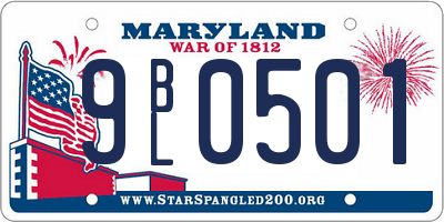 MD license plate 9BL0501