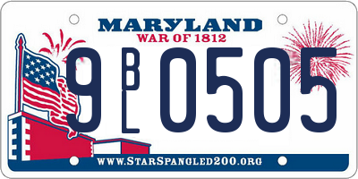 MD license plate 9BL0505
