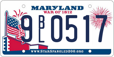 MD license plate 9BL0517