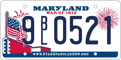 MD license plate 9BL0521