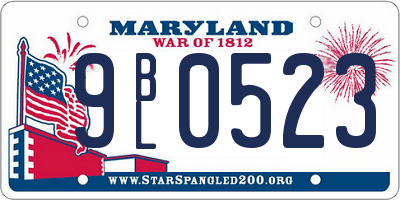 MD license plate 9BL0523
