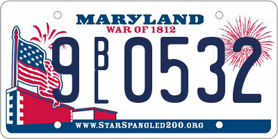 MD license plate 9BL0532