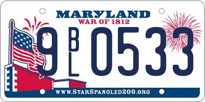MD license plate 9BL0533