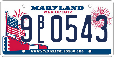 MD license plate 9BL0543