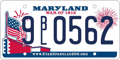 MD license plate 9BL0562