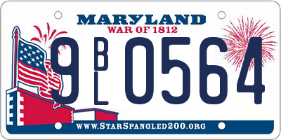 MD license plate 9BL0564