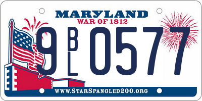MD license plate 9BL0577