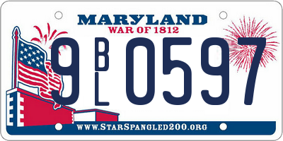 MD license plate 9BL0597