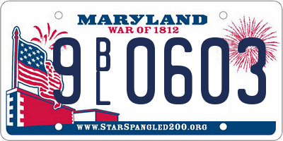 MD license plate 9BL0603