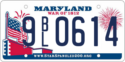 MD license plate 9BL0614