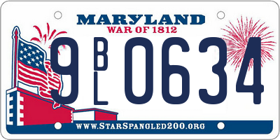 MD license plate 9BL0634