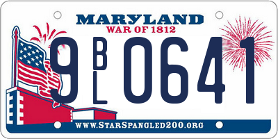 MD license plate 9BL0641
