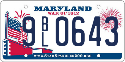 MD license plate 9BL0643