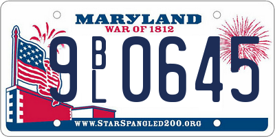 MD license plate 9BL0645