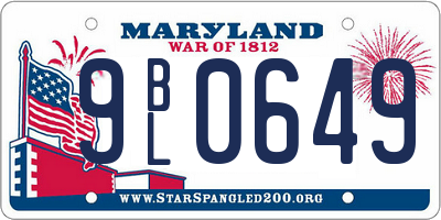 MD license plate 9BL0649