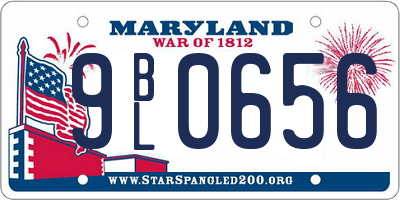 MD license plate 9BL0656