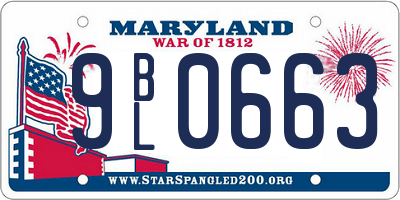 MD license plate 9BL0663