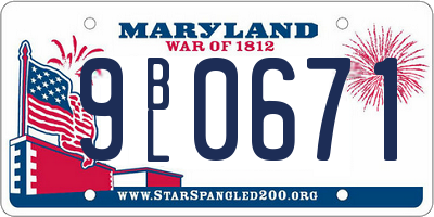 MD license plate 9BL0671