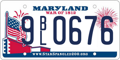 MD license plate 9BL0676