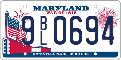 MD license plate 9BL0694